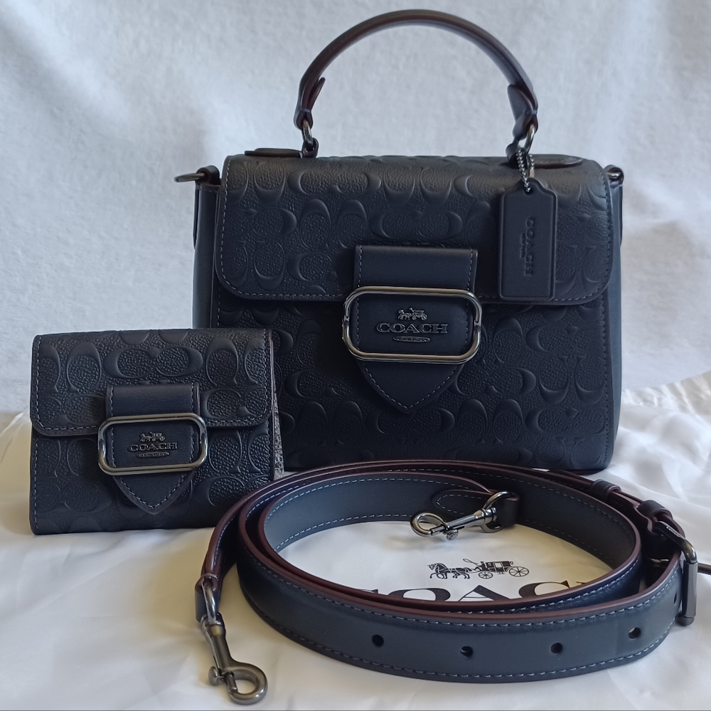 Coach HTF Morgan Top Handle & Wallet in Signature Monogram Leather